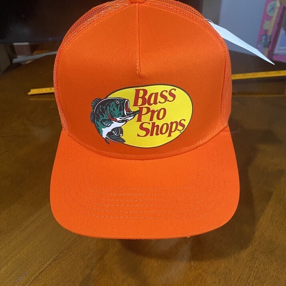 Bass Pro Shops Hat Mesh orange Snapback Trucker Baseball Fishing Outdoor Cap NEW